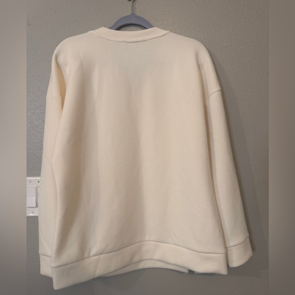 Andrew‎ Marc White V Neck Oversized Soft Coastal Grandma Winter Sweater L - Picture 6 of 10